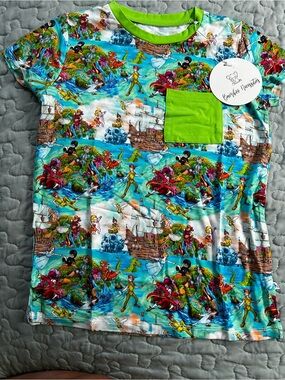 Kids Short Sleeve Tee - Peter Pan Green Multi Print